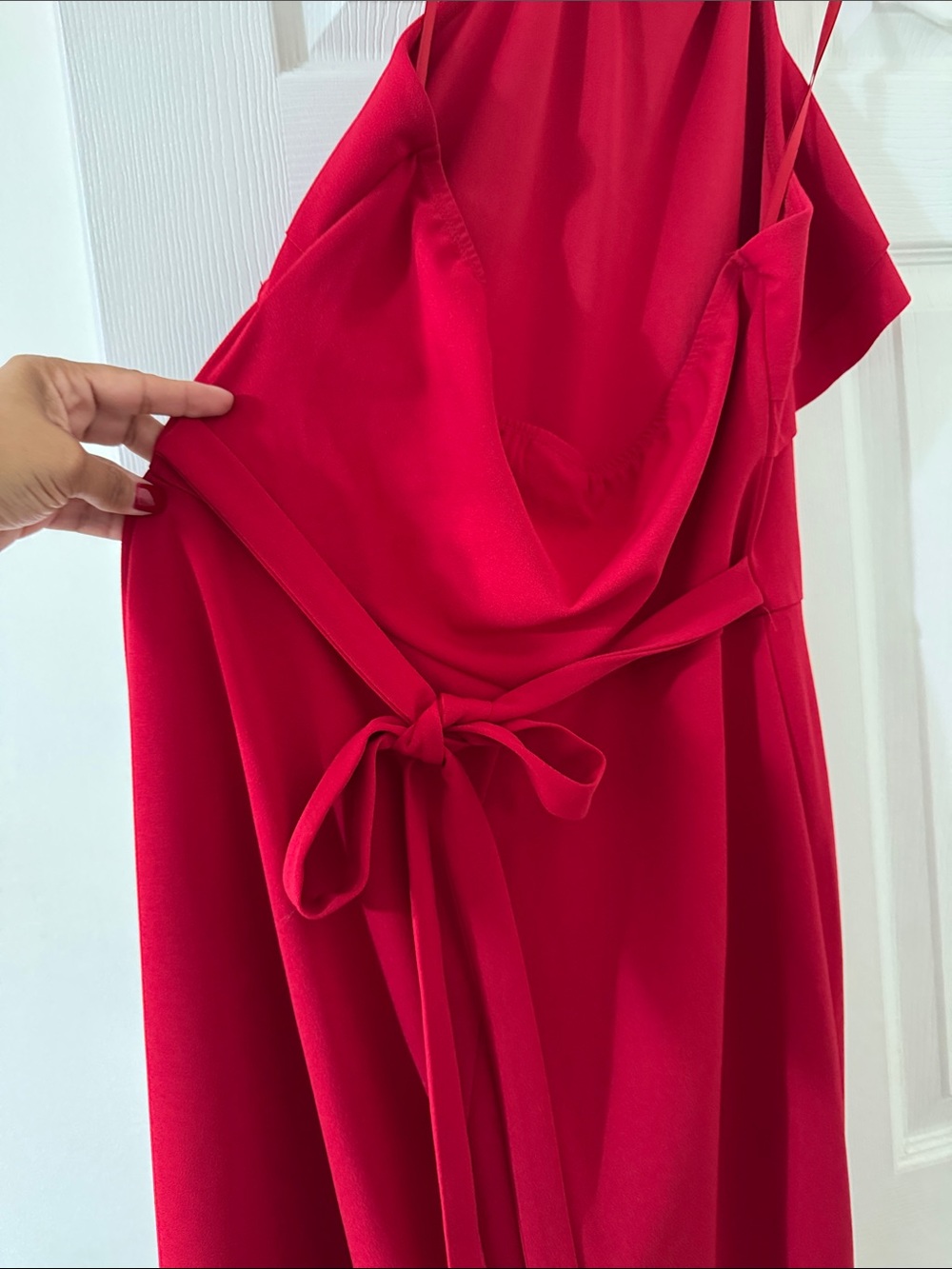 bebe Red Halter Ruffle Jumpsuit - Picture 4 of 5